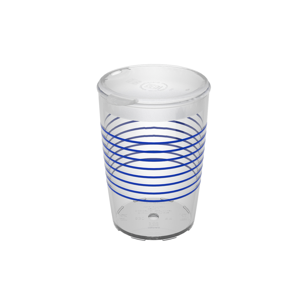 Non-slip cup with rings with drinking lid for straws