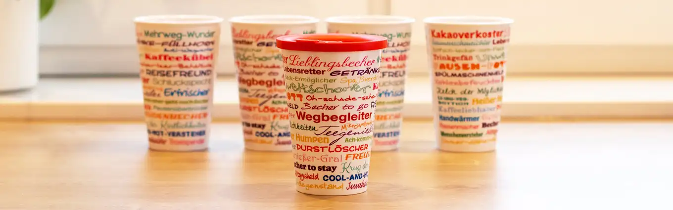 ORNAMIN-Referenzen-DRK-Mehrwegbecher-Blutspendedienst-West ORNAMIN-To-go Great Gloria mit Dekor-Blutspendedienst