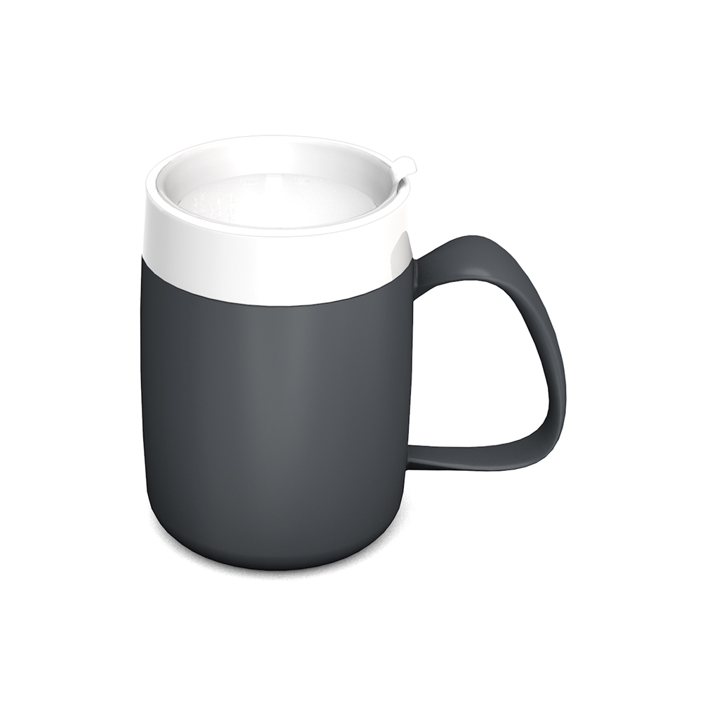 Mug with double wall and discreet drinking lid