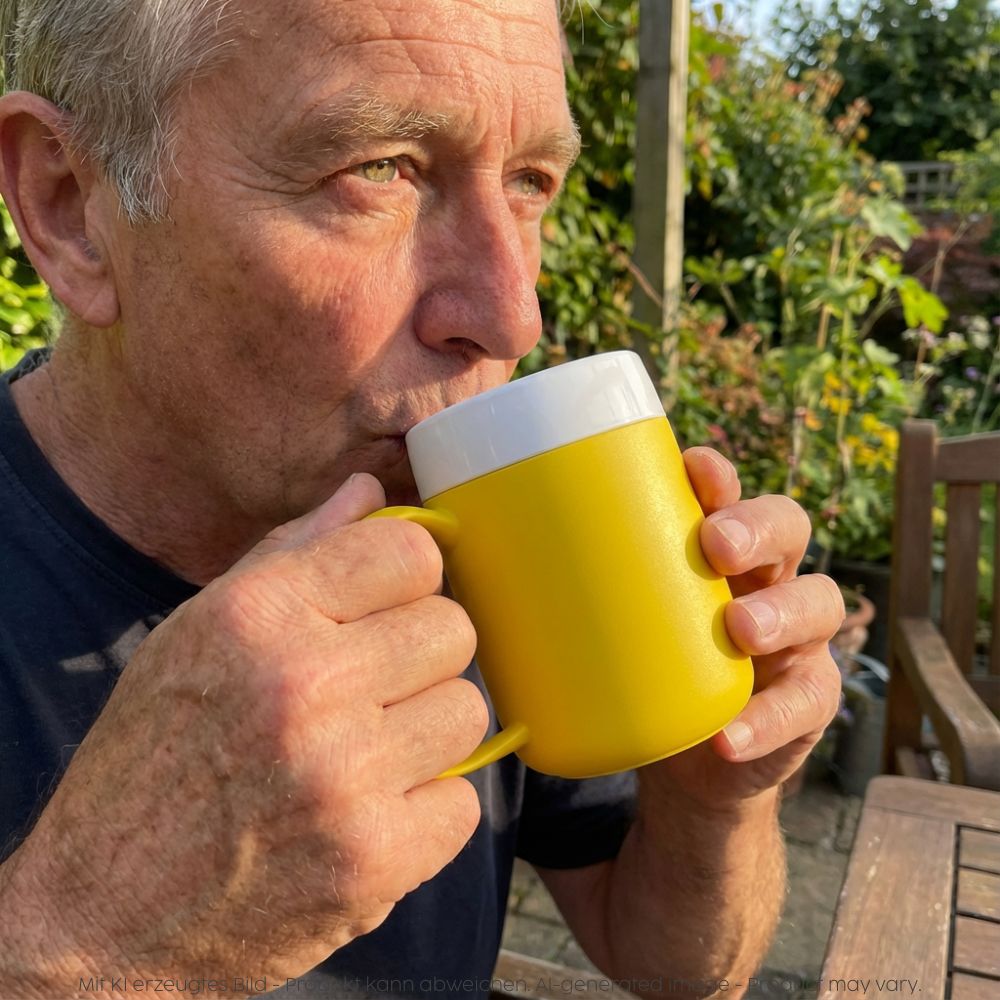 Becher mit Doppelwand mit Aufsatz für Trinkhalme