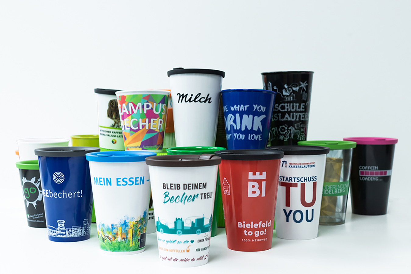 ORNAMIN-Referenzen-Mehrwegbecher zum Mitnehmen Mehrwegbecher in vielen verschiedenen Farben und individuellen Designs