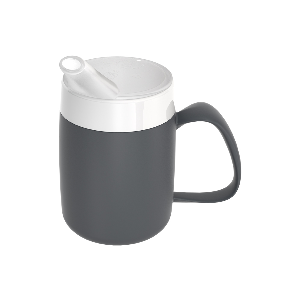 Mug with double wall and spouted lid large opening