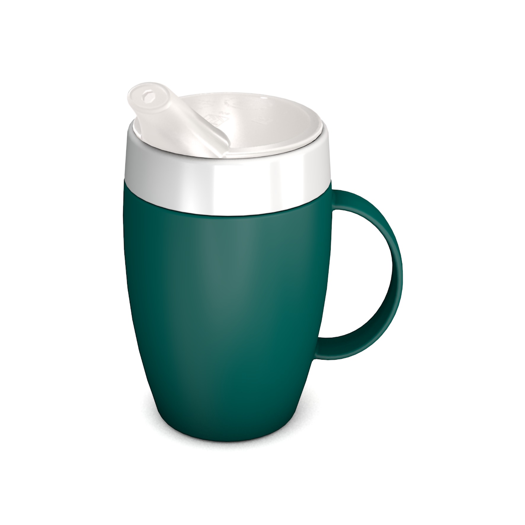 Mug with internal cone with spouted lid small opening