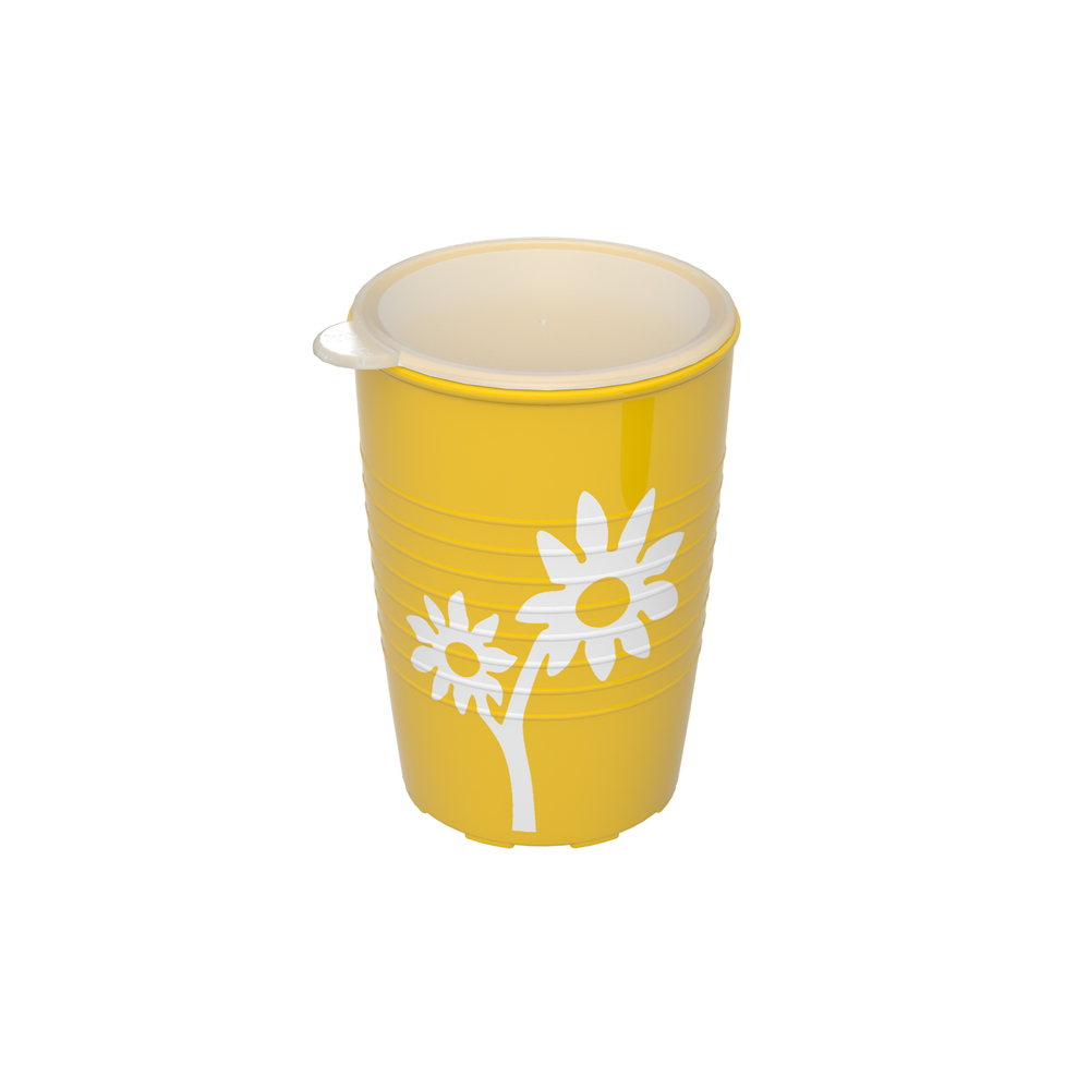Becher mit Antirutsch-Trick Blume mit geschlossenem Aufsatz Becher mit Antirutsch-Trick Blume mit geschlossenem Aufsatz