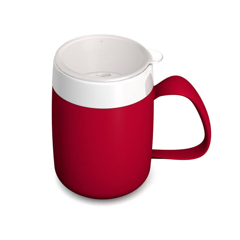 MUG WITH DOUBLE WALL AND DRINKING LID FOR STRAWS