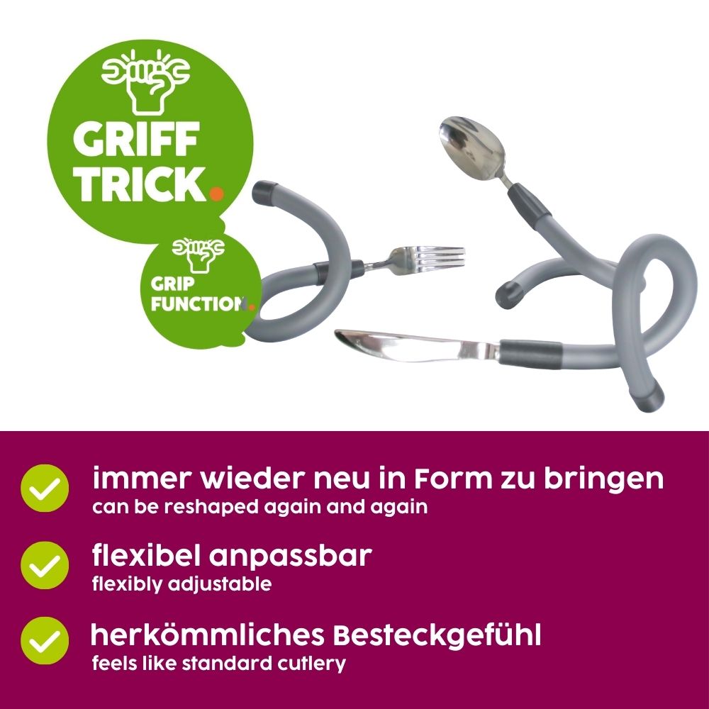 Stainless steel cutlery set with flexible handles