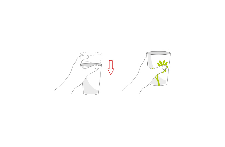 Illustration-von-einem-ORNAMIN-Becher-mit-Rutsch-Trick Illustration von einem ORNAMIN Becher mit Rutsch Trick
