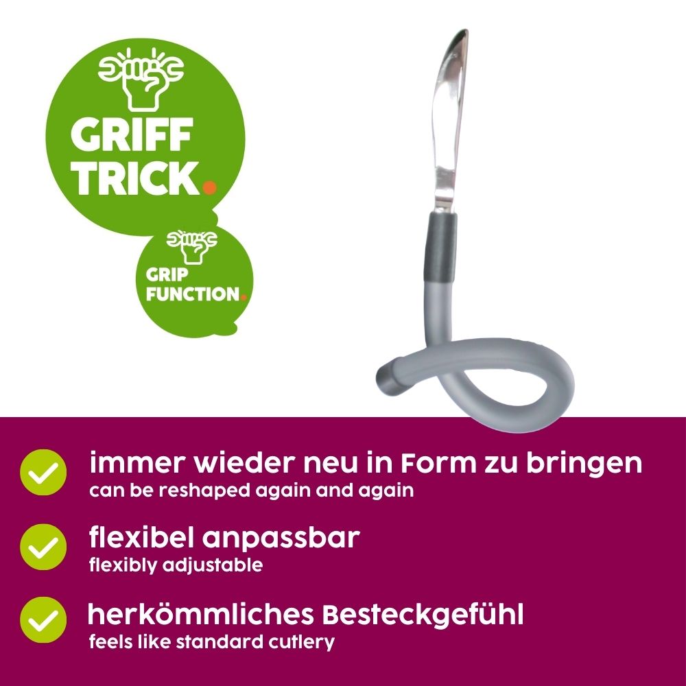 Stainless steel knife with flexible handle