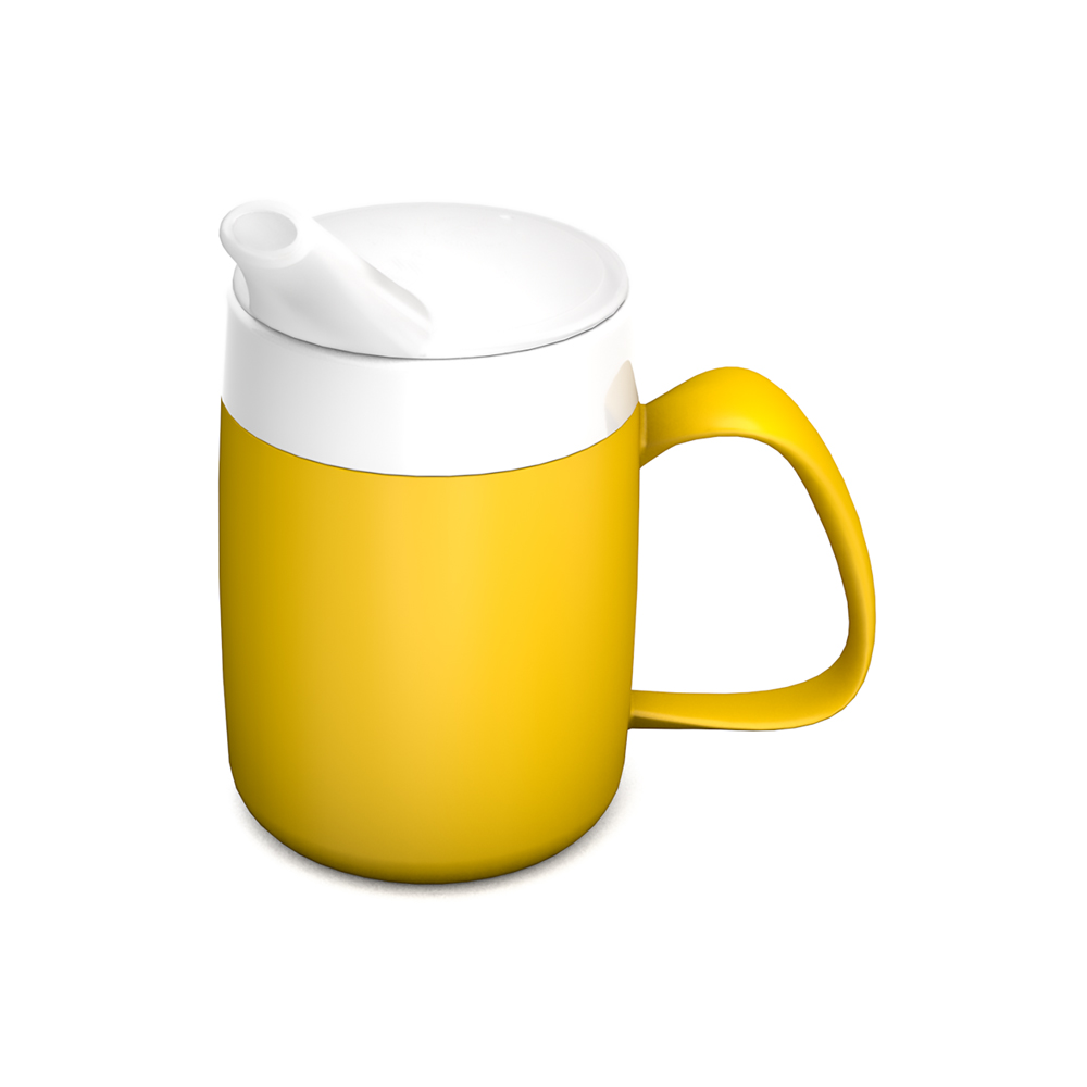 Mug with internal cone and spouted lid, large opening