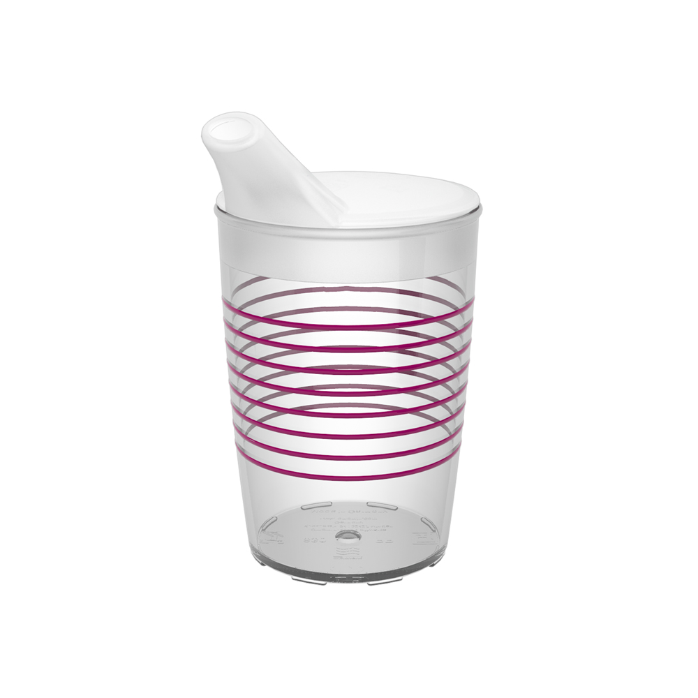 Non-slip cup with rings with spouted lid with large opening