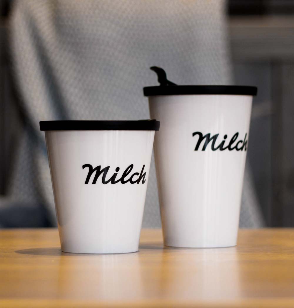 ORNAMIN Coffee to-go Mehrwegbecher im Design von Milch Feinkost