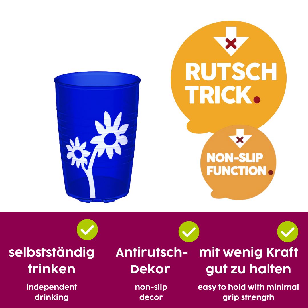 Becher mit Antirutsch-Trick Blume
