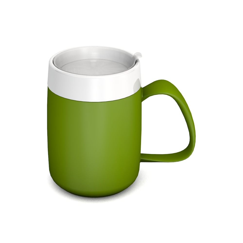 Mug with double wall and discreet drinking lid
