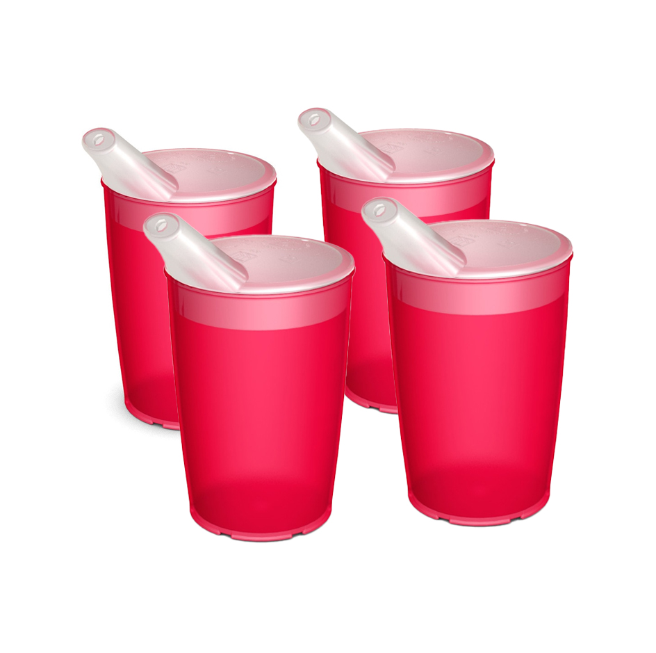 4er Pflegebecher Set mit Schnabelaufsatz mit kleiner Öffnung