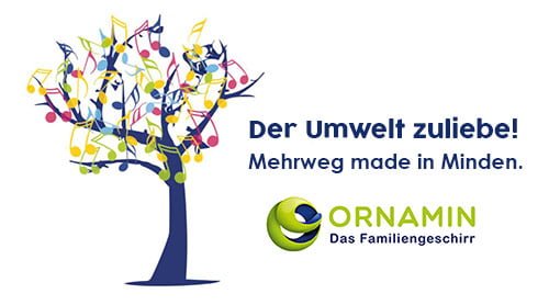 ORNAMIN Logo mit dem Slogan "Der-Umwelt zuliebe Mehrweg made in Minden"