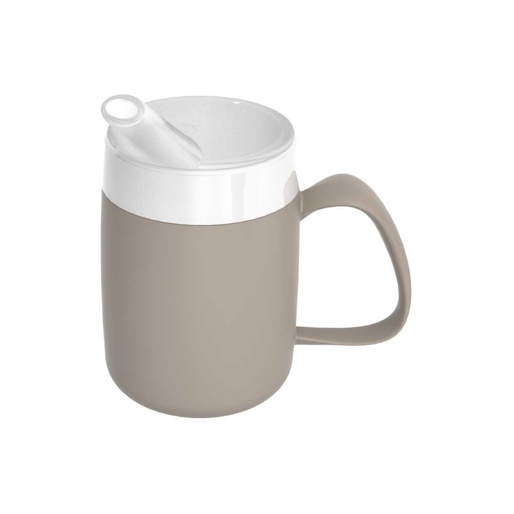 Mug with double wall and spouted lid large opening Mug with double wall and spouted lid large opening