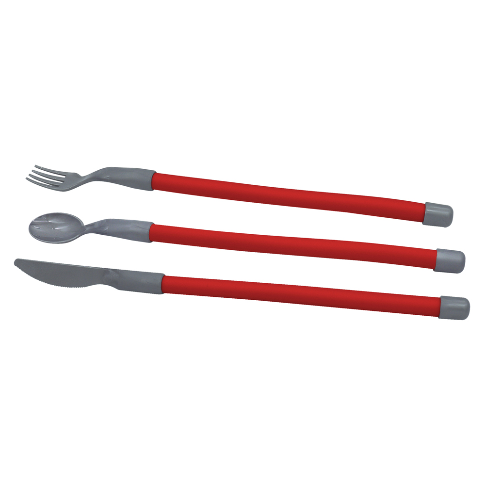 Plastic cutlery set with flexible handles