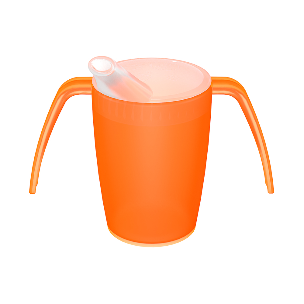 Two handled mug with spouted lid, large opening