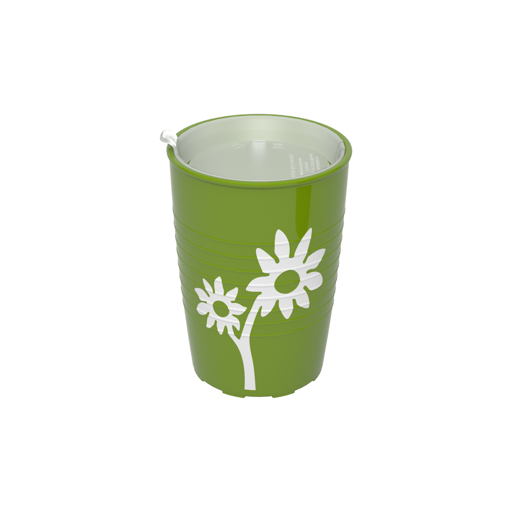 Becher mit Antirutsch-Trick Blume mit unauffälligem Trinkaufsatz