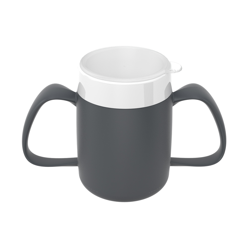 Two handled mug with internal cone and closed lid