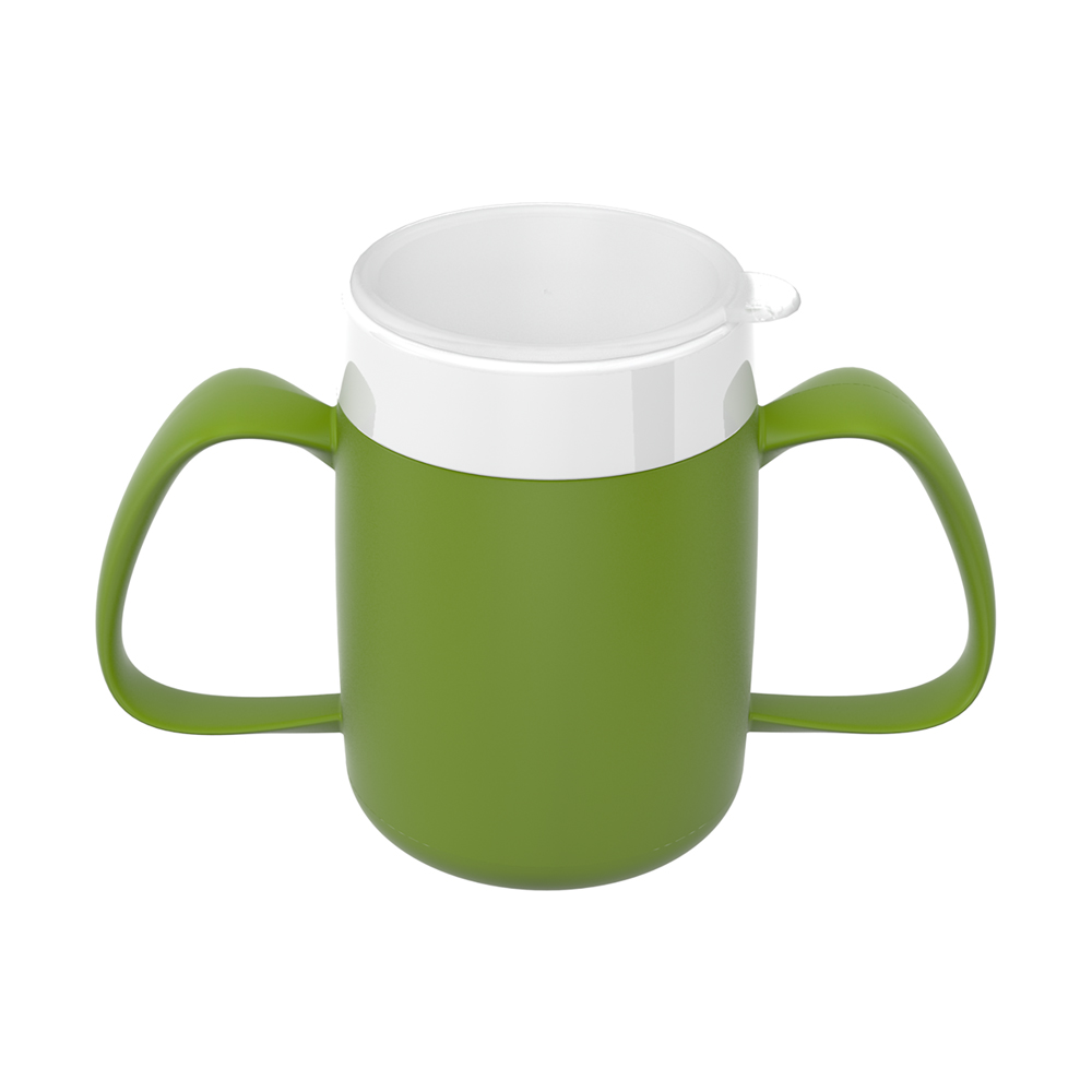 Two handled mug with internal cone and closed lid