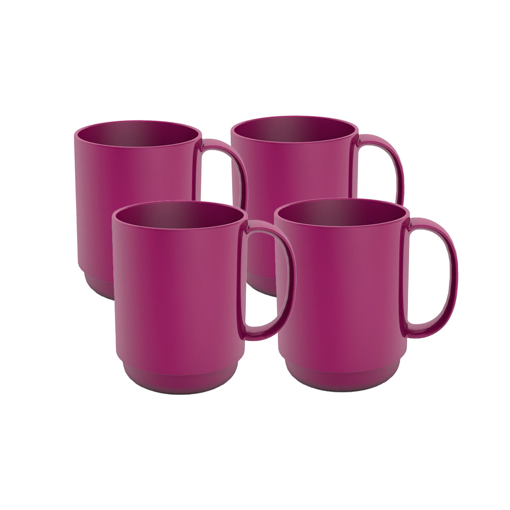 Set of 4 large handle mugs
