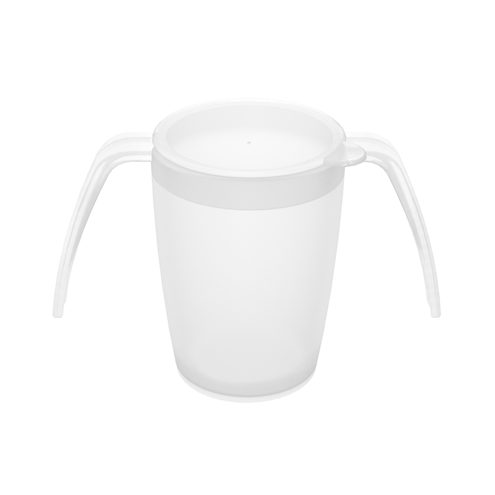 Two handled mug with closed lid