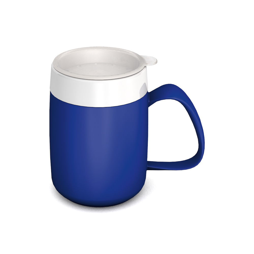 Mug with double wall and therapeutic drinking lid