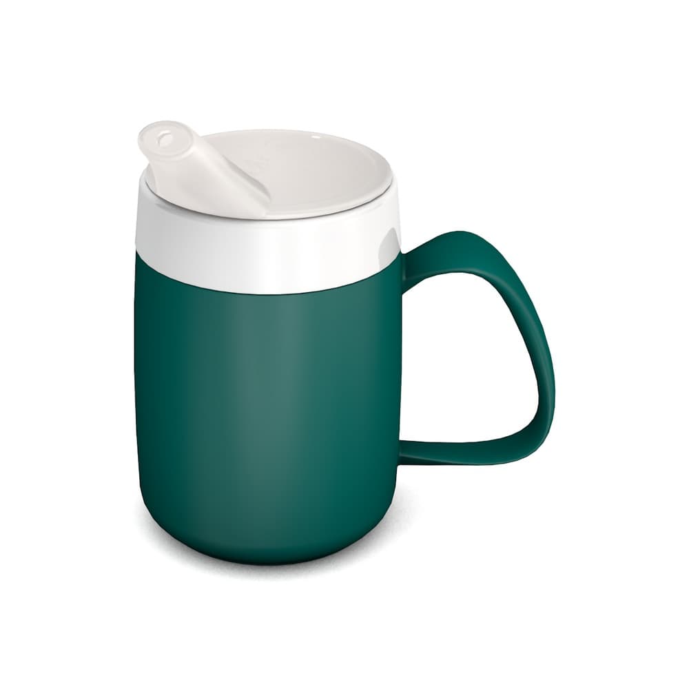 Mug with internal cone and spouted lid, small opening