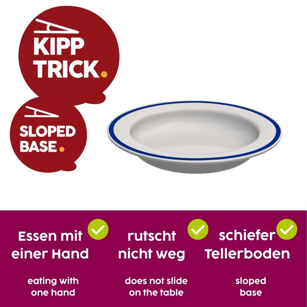 Small plate with sloped base for children