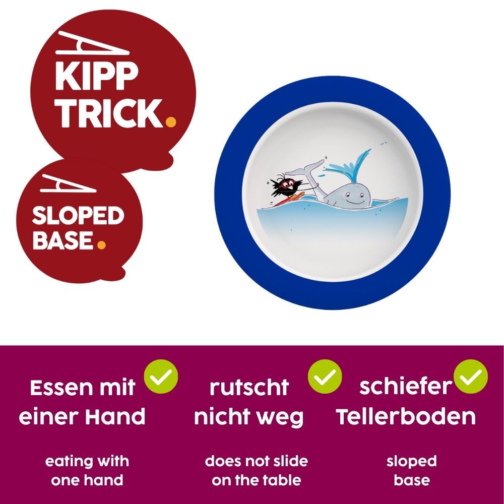 Kleiner Teller mit Kipp-Trick für Kinder