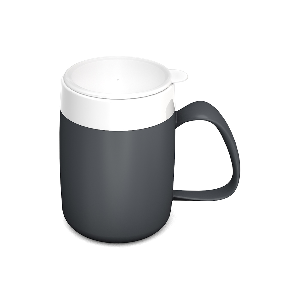 Mug with double wall and with lid