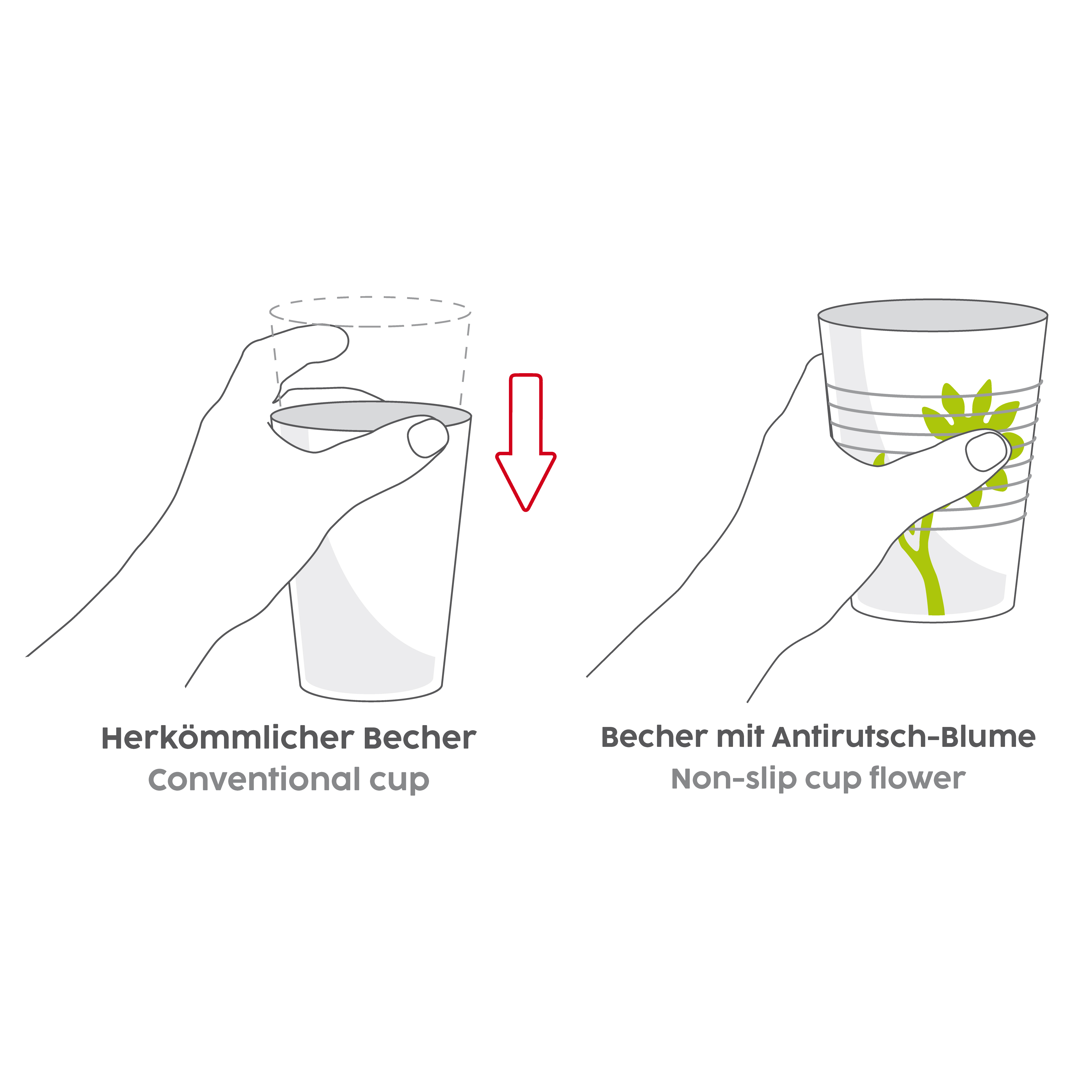 Non-slip cup with flower