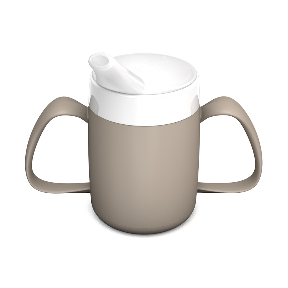 2-Henkel-Becher mit Trink-Trick mit Schnabelaufsatz mit großer Öffnung