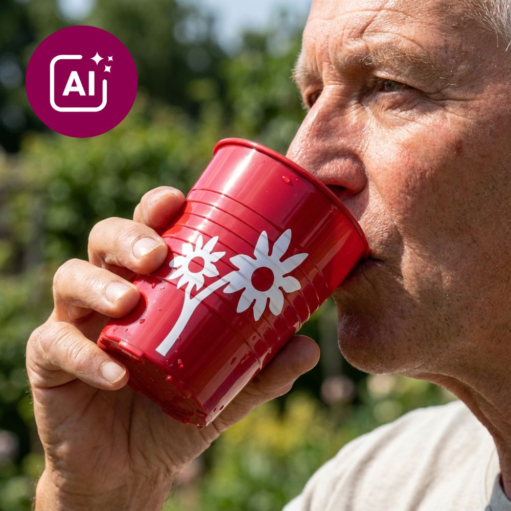 Becher mit Antirutsch-Trick Blume