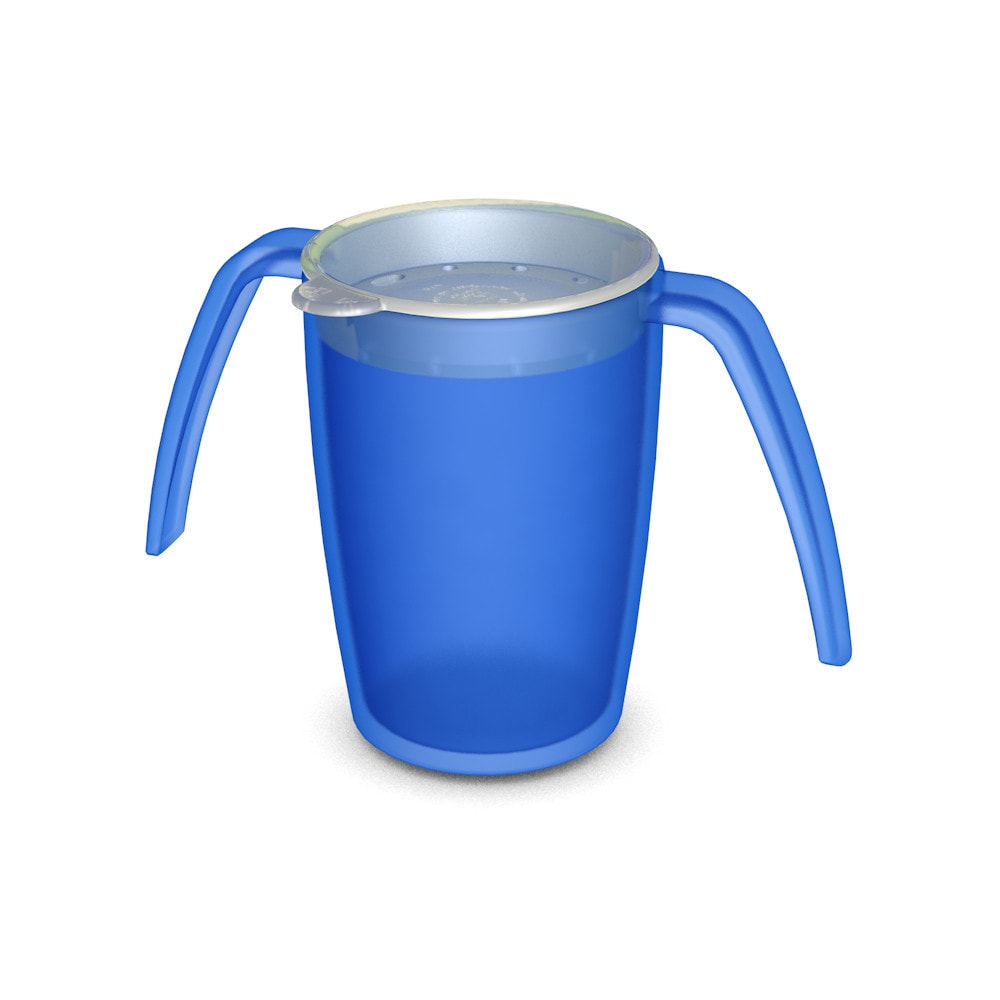 Two handled mug with therapeutic drinking lid