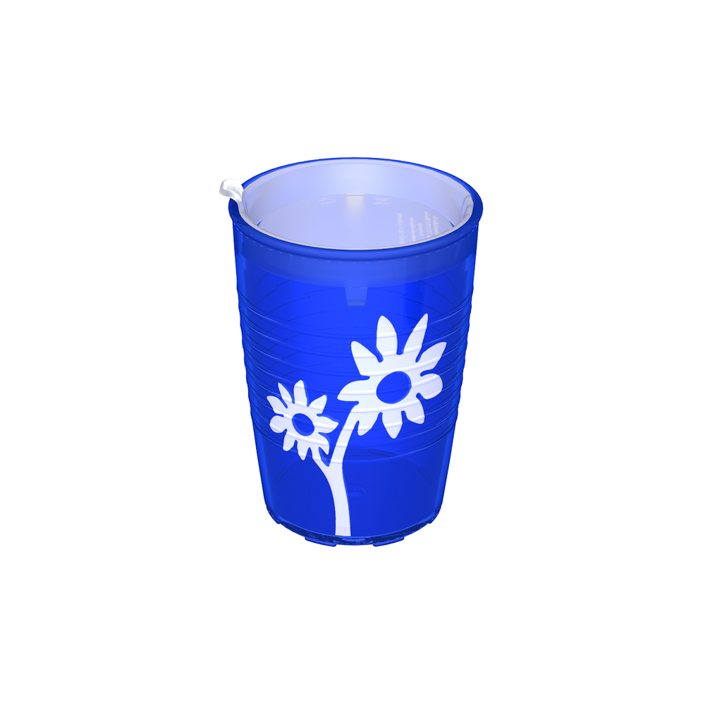 Becher mit Antirutsch-Trick Blume mit unauffälligem Trinkaufsatz