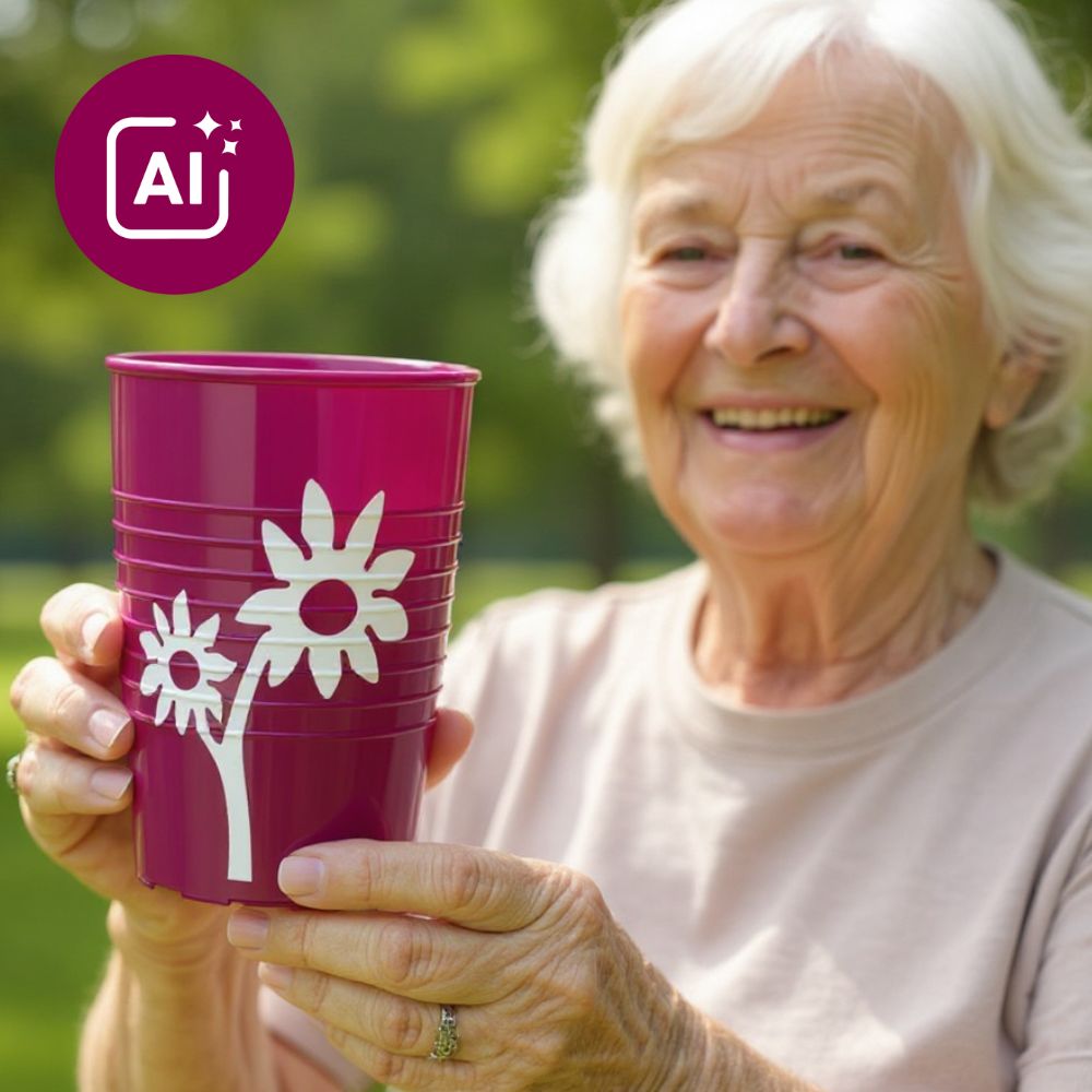Non-slip cup with flower