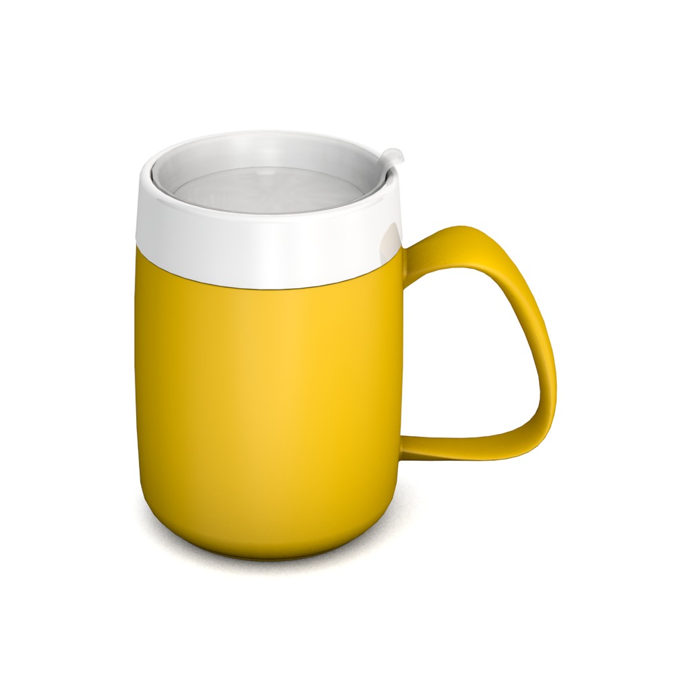 Mug with internal cone with discreet drinking lid