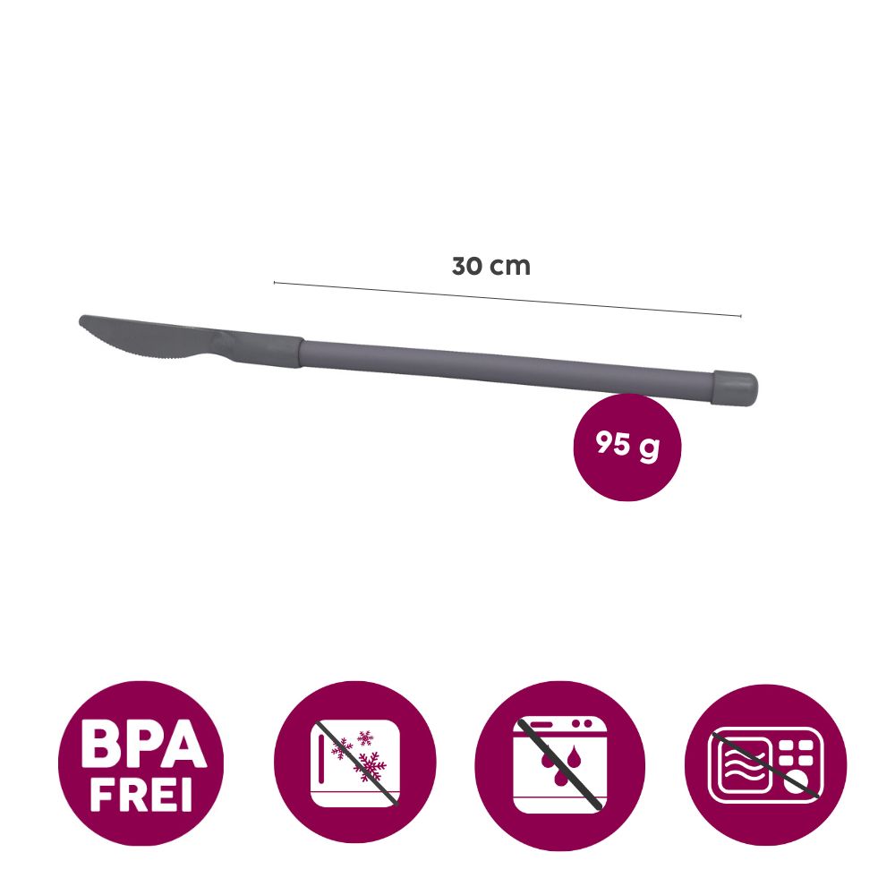 Plastic knife with flexible handle