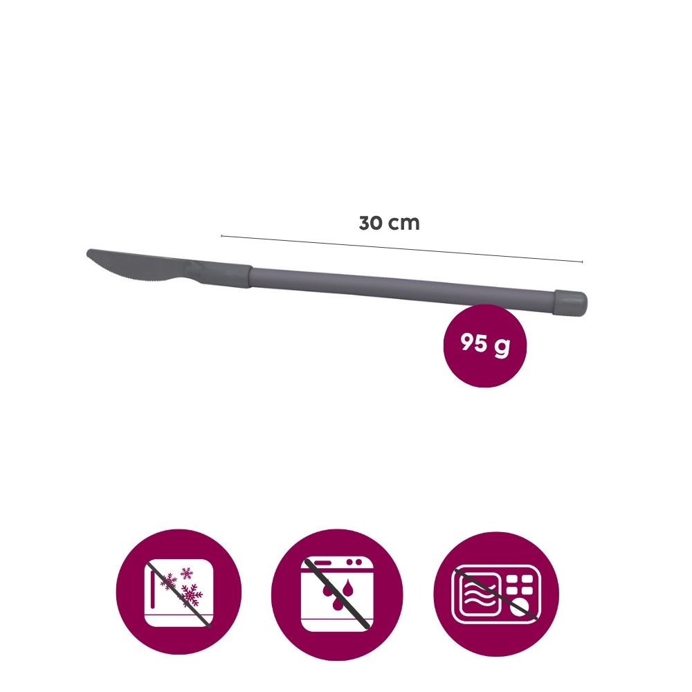 Plastic knife with flexible handle