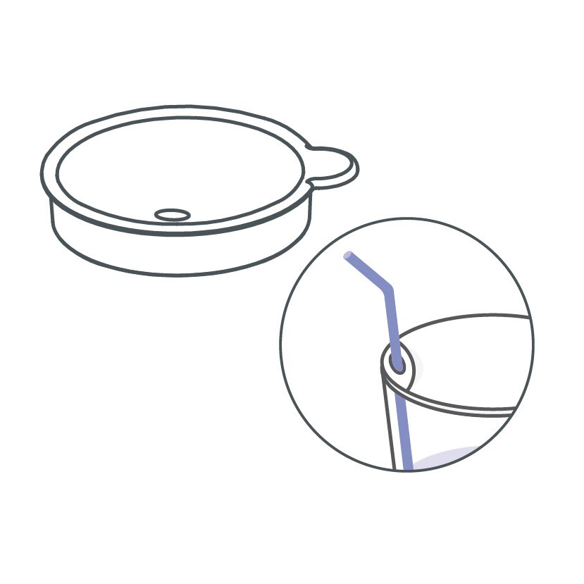 Becher mit Doppelwand mit Aufsatz für Trinkhalme