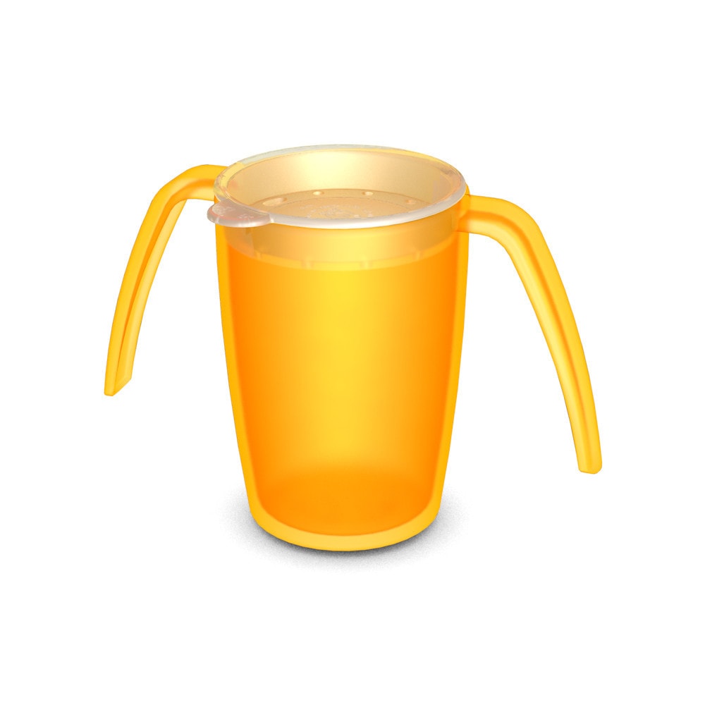 Two handled mug with therapeutic drinking lid