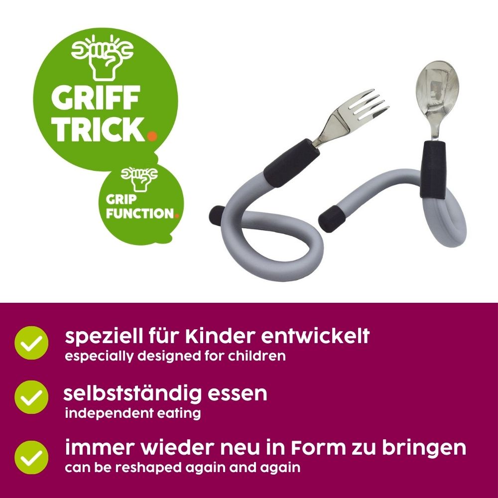 Edelstahl Kinderbesteck-Set mit biegsamen Griffen