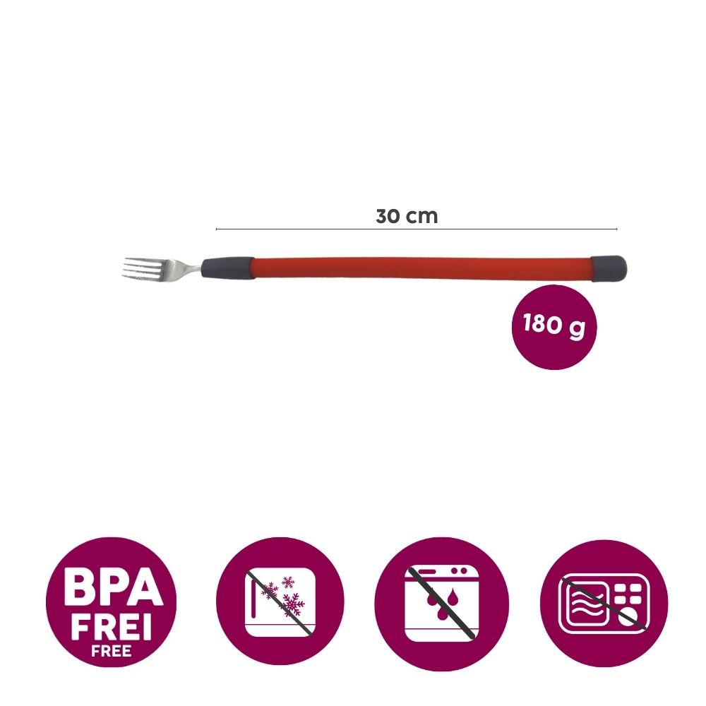 Stainless steel children`s fork with flexible handle