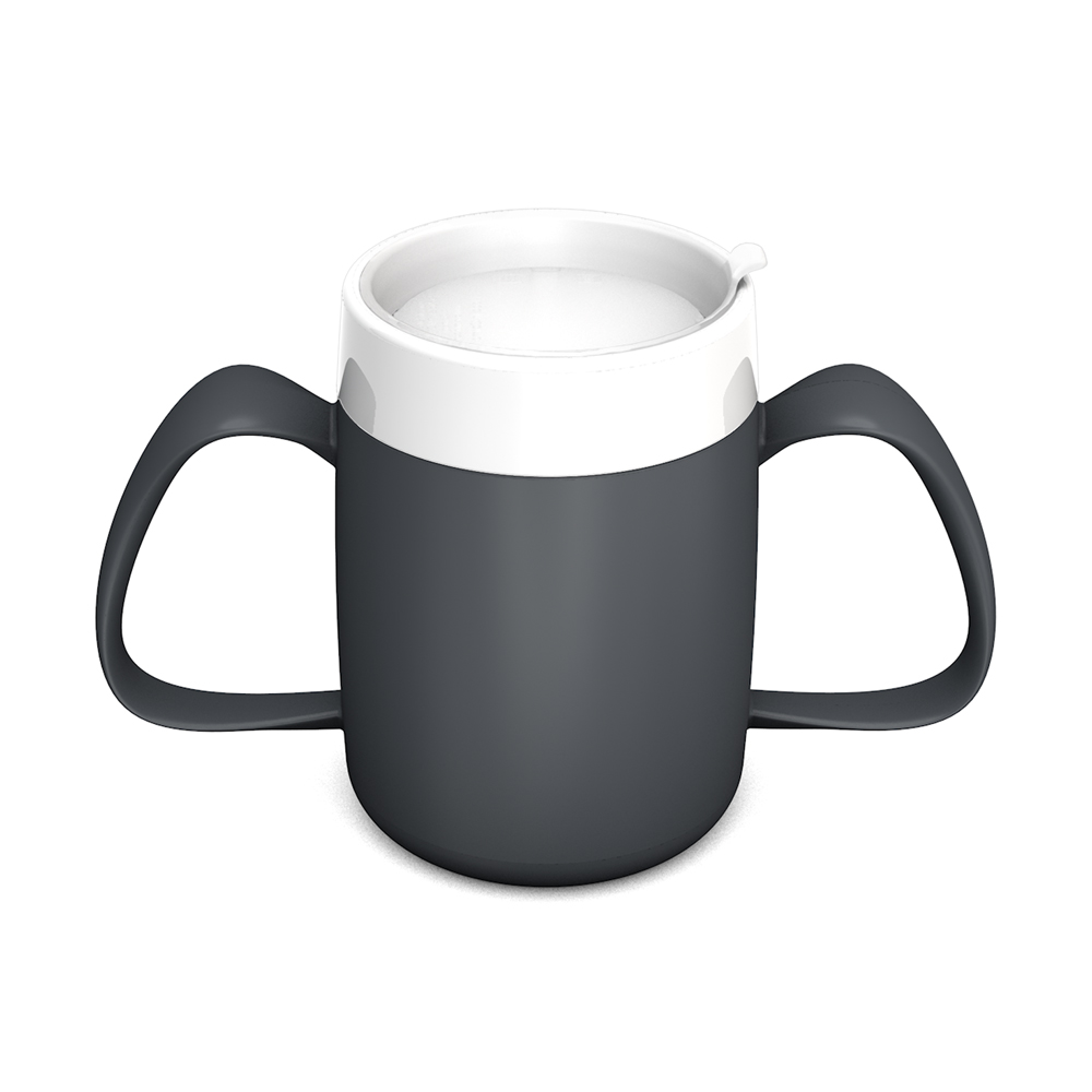 2-Henkel-Becher mit Trink-Trick mit unauffälligem Trinkaufsatz