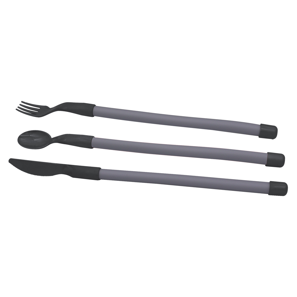 Plastic cutlery set with flexible handles