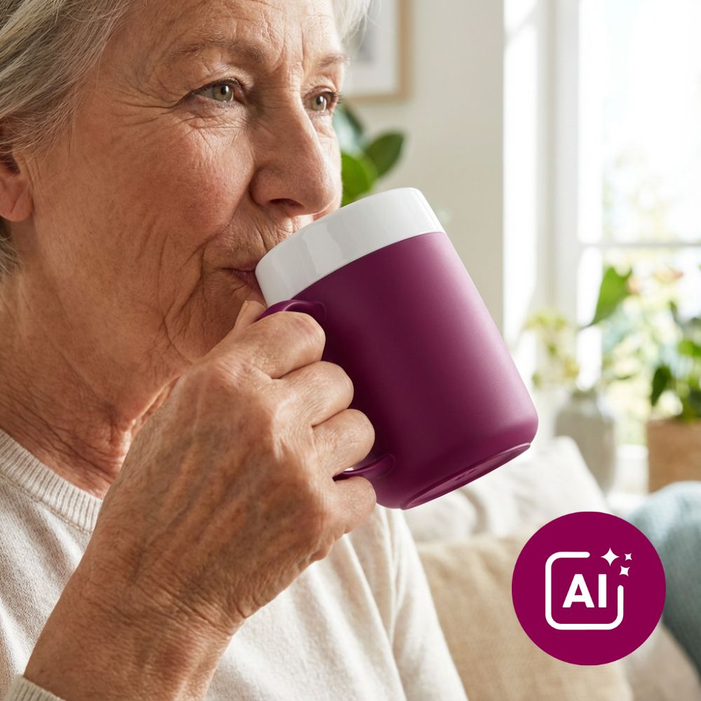 Becher mit Trink-Trick mit unauffälligem Trinkaufsatz