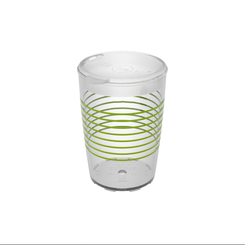 Non-slip cup with rings with drinking lid for straws